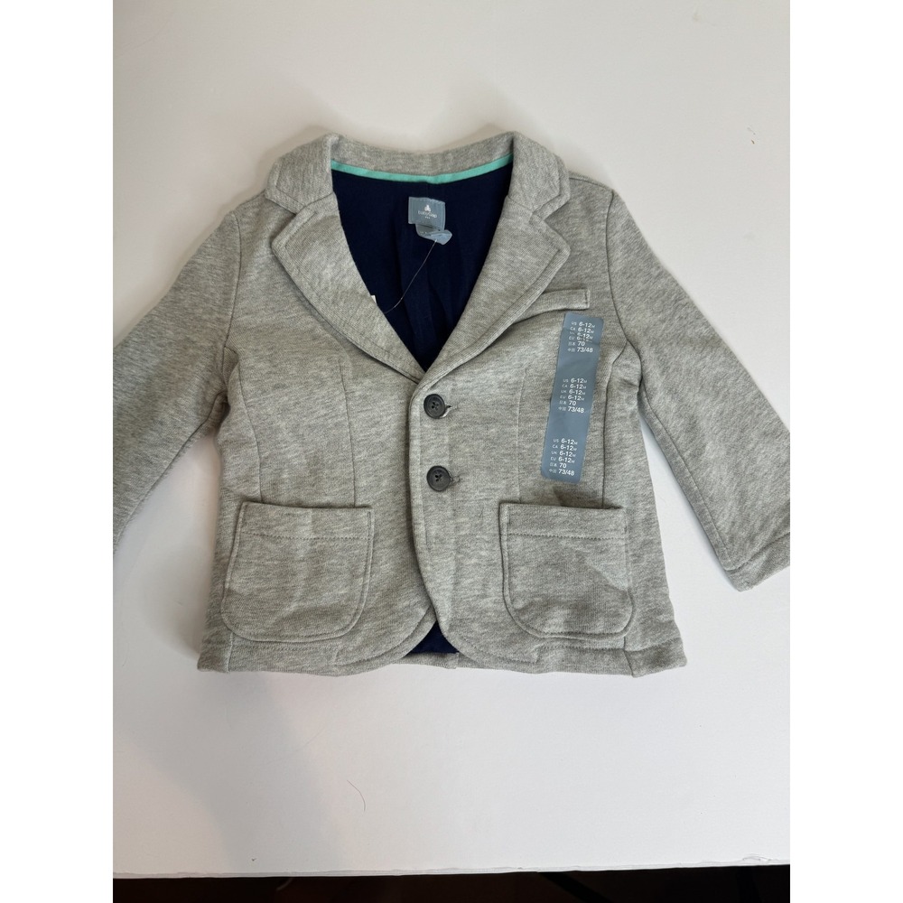 babyGap Blazer Jacket Infant Boys Girls 6-12 Months Light Gray Cotton Dressy NWT